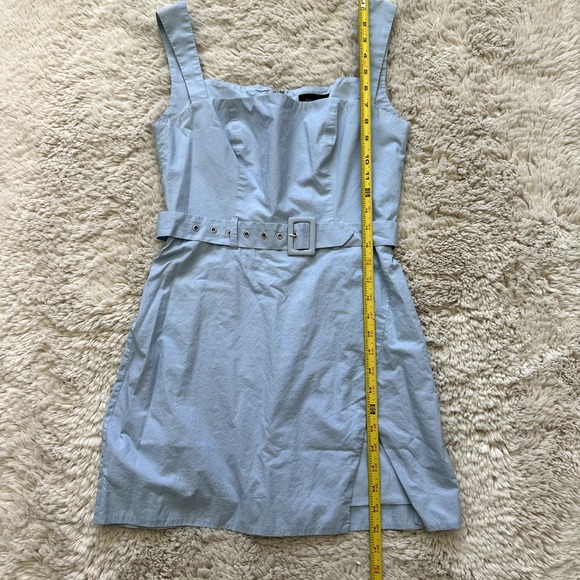 Majorelle- Carolyn Light Blue Belted Mini Dress With Slit Size Small - Picture 5 of 11
